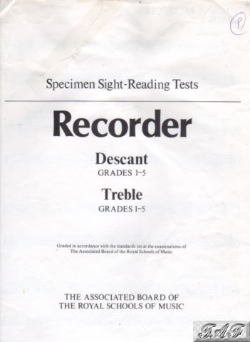 Specimen Sight Reading Tests - Recorder